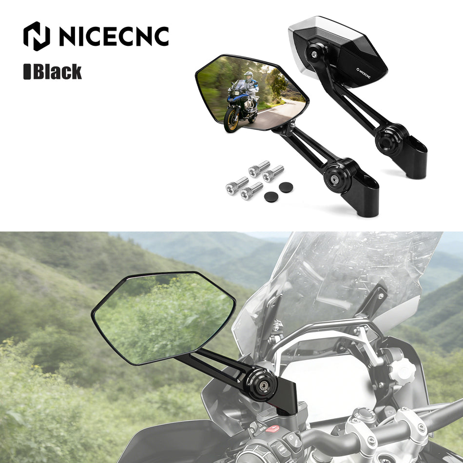 NICECNC Foldable Rotatable Convex Rearview Mirrors For BMW R 1200 1250 1300 GS ADV