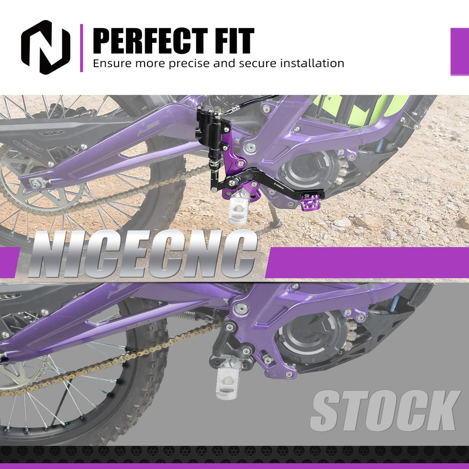 NICECNC Aluminum Hydraulic Rear Foot Brake for Surron Light Bee X/ S/ L1E Segway X160 X260 Sur Ron LBX Parts