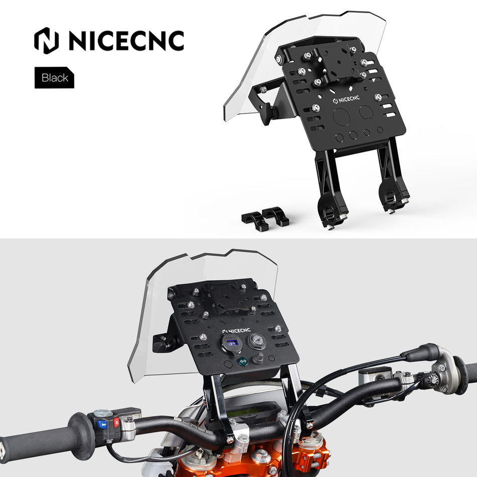 NiceCNC Universal GPS Mount Bracket Mini Fairing Kit For KTM EXC 300 Husaberg Husqvarna Honda Beta GasGas Yamaha Suzuki Kawasaki Sherco