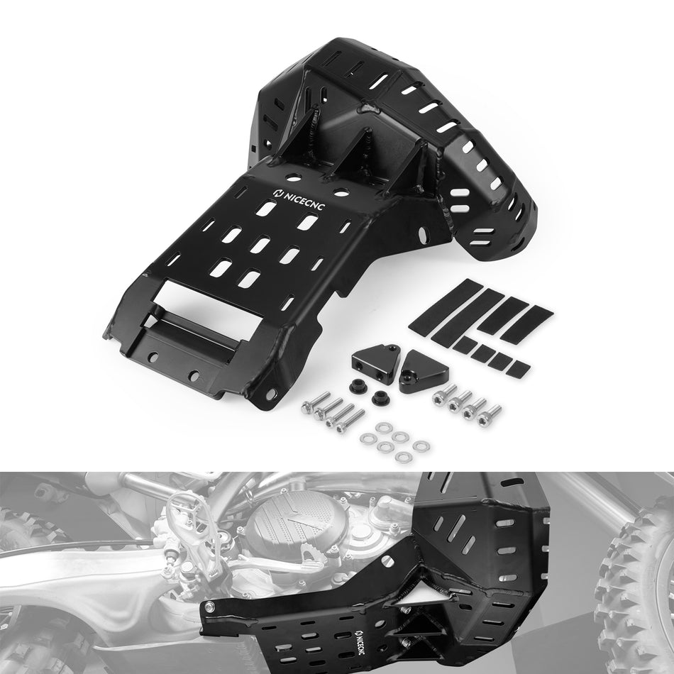 NICECNC Skid Plate with Pipe Guard For KTM 250/300 SX/XC 2023 SX/XC/EXC/XCW 2024-2025