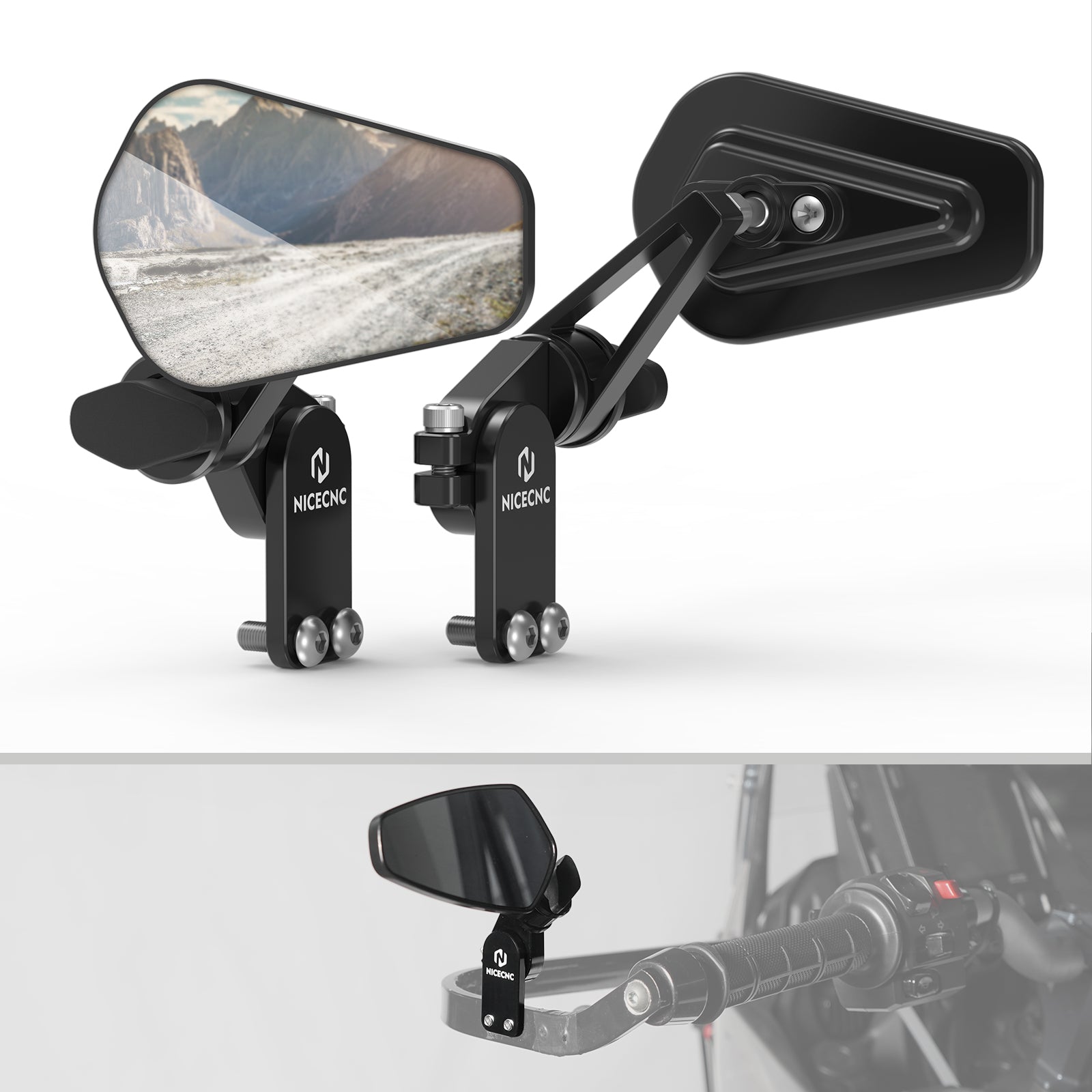 NICECNC Universal Quick Flip Arrow Mirrors – For Kawasaki, KTM, Yamaha, Triumph, Suzuki
