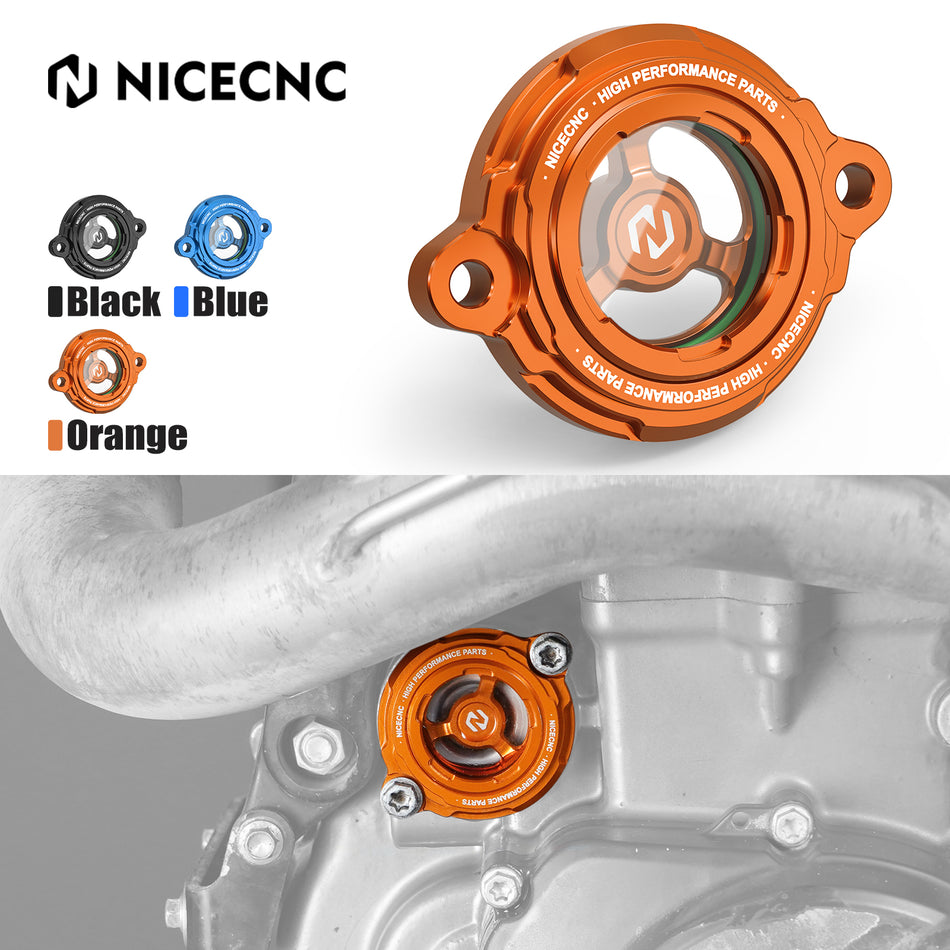 NICECNC Motorcycle Transparent Engine Oil Filter Cover for KTM DUKE 125 390 2011-2015 690 DUKE R 2008-2019 890 DUKE 2020-2023