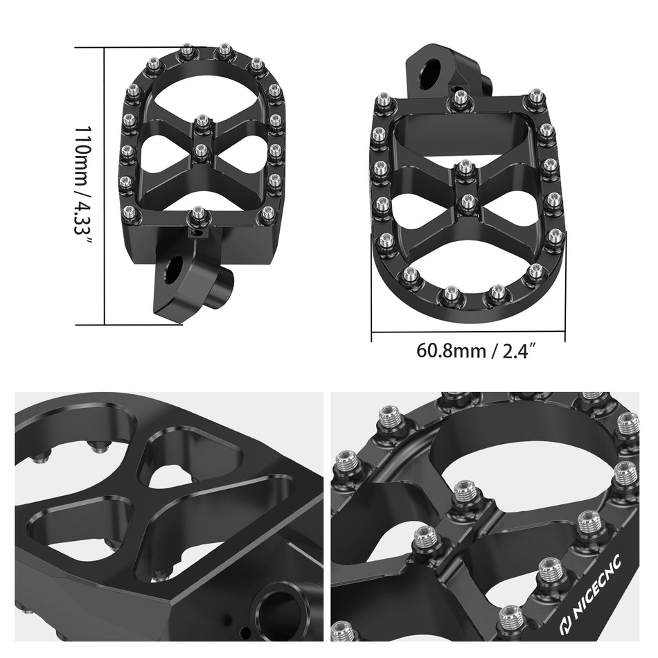 NICECNC Aluminum Enlarged Wide Fat Foot Pegs Footrests Pedal For Suzuki DR650S / DR650SE 1996-2024