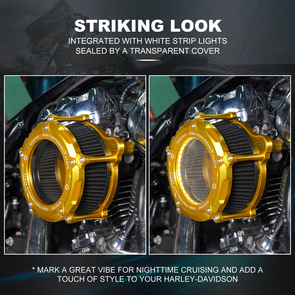 NICECNC LED Air Cleaner Kit for Harley Street Glide Ultra Limited Road Glide Electra Glide