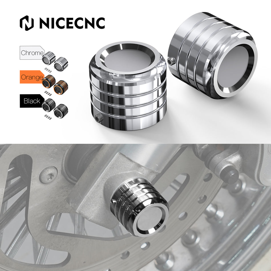 NiceCNC Front Axle Nut Covers Caps For Harley Sportster 883 1200 XL883 L/R/P Iron 883 2008-2022 Iron 1200 Forty Eight Seventy Two 13-22