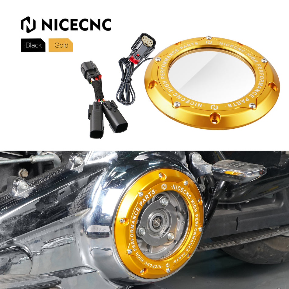 NiceCNC Motorcycle LED Light Derby Clutch Cover for Harley Road King Road Glide CVO Limited CVO Road Glide Ultra Limited Street Glide