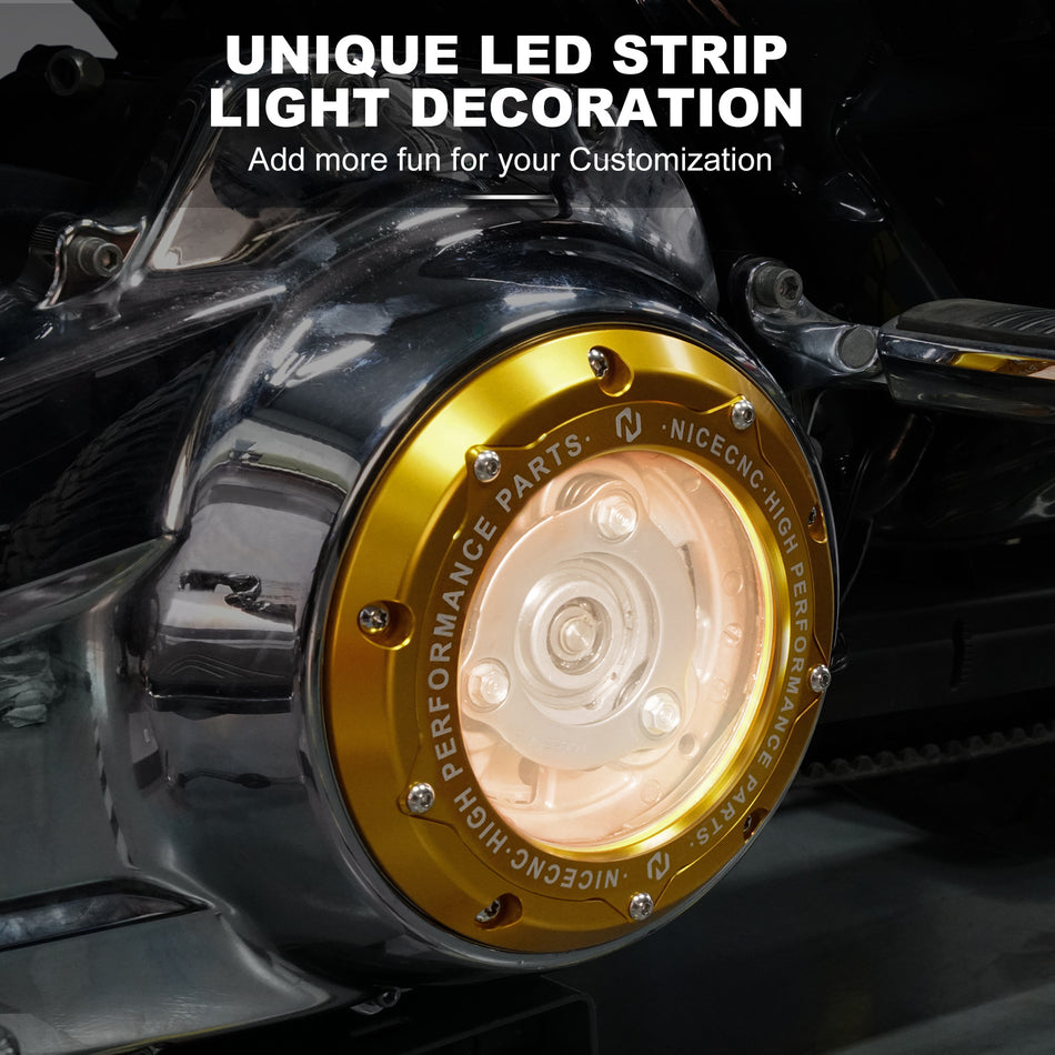 NICECNC Clear LED Derby Cover for Harley Road Glide FLTRX 2016-2024 Road King Special FLHRXS 2017-2024