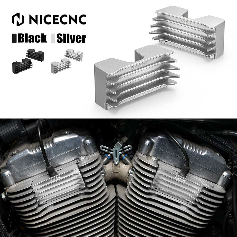 NICECNC Finned Spark Plug Decorative Head Bolt Cover for Harley Sportster 883 XL883 2004-2009 Low/SuperLow XL883L 2005-2019