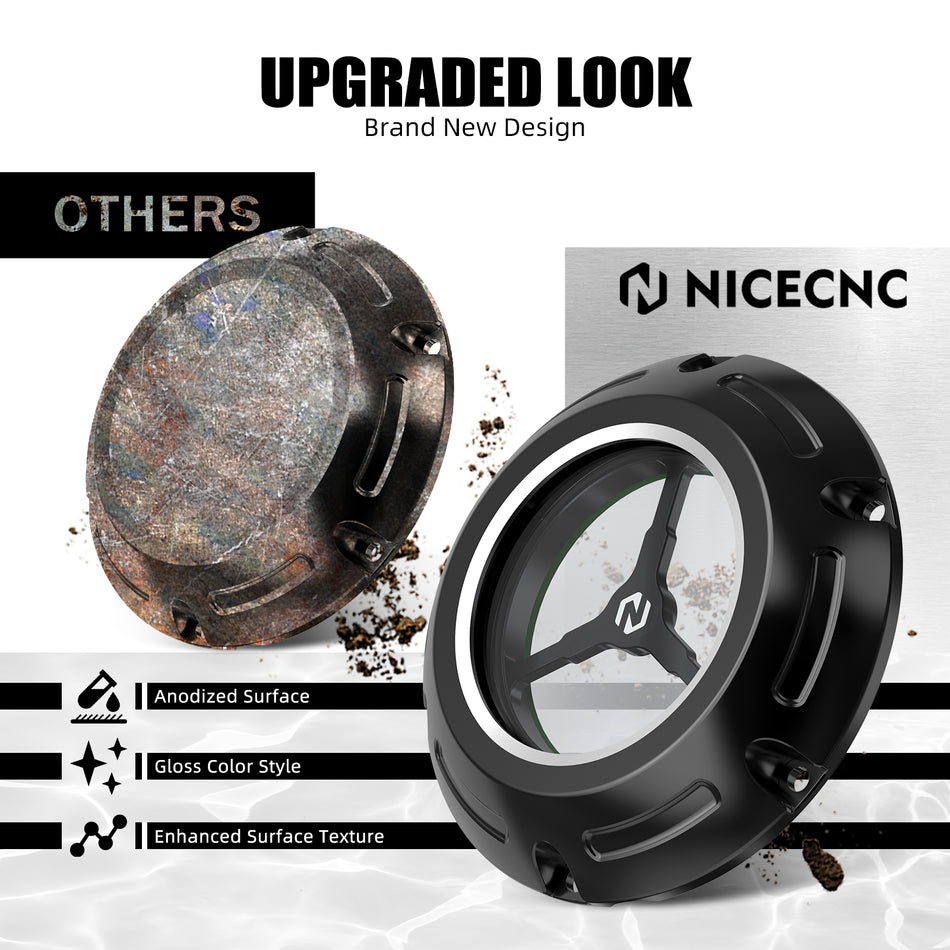 NICECNC Clear Derby Cover for Harley 1200 Custom XL1200C Iron 1200 XL1200NS Sportster 1200 Low XL1200L