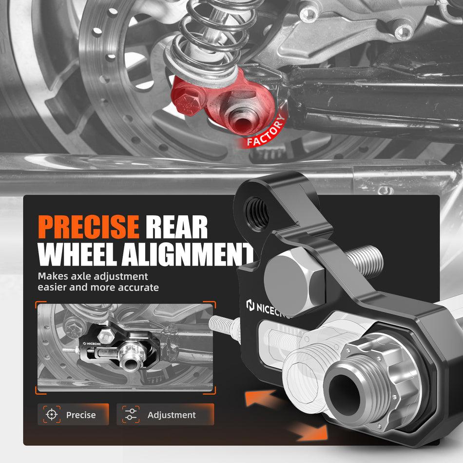 NICECNC Chain Adjuster Blocks Axle for Harley Electra Glide Standard FLHT Street Glide Trike FLHXXX
