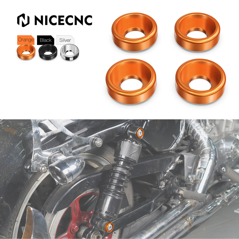 NiceCNC 4pcs Shock Absorber Bracket Decorative Rings For Harley Sportster 883 1200 Iron883 XL883N Iron1200 XL1200NS Forty Eight XL1200X