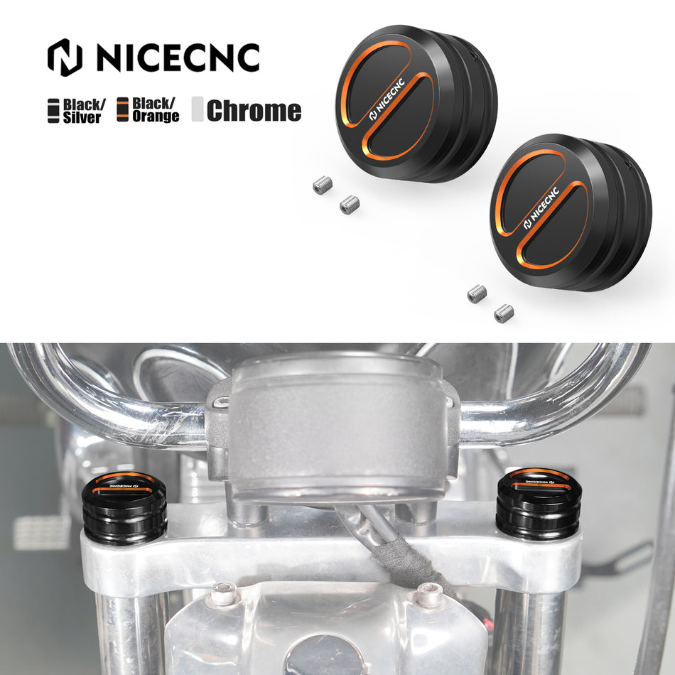 NICECNC Fork Stem Nut Covers for Harley Softail Slim FLSL 107 Street Bob FXBBS 114 Iron 883 Dark Custom XL883N