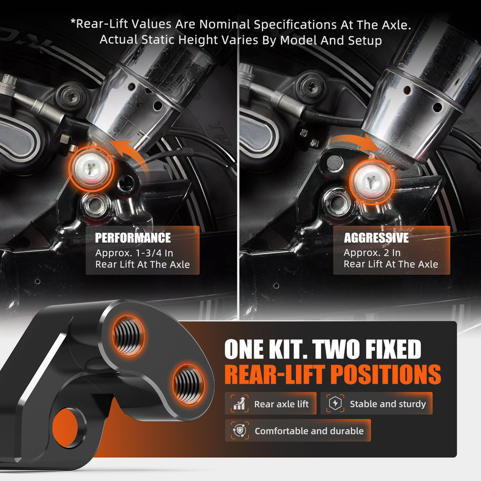 ICECNC 2-Position Rear Lift Kit for Select 2006–2017 Harley-Davidson Dyna Models