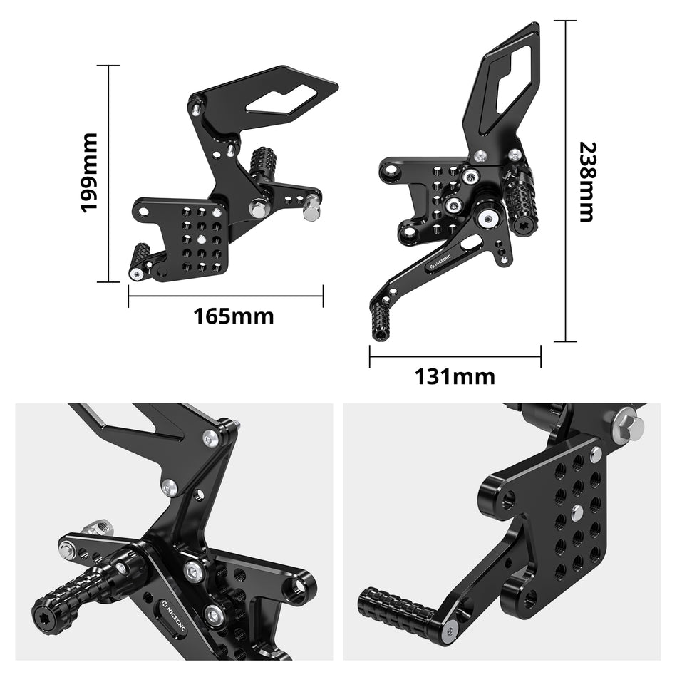 NICECNC Left + Right Rearset Kit For Suzuki GSXR600 GSXR750 GSXR1000 SV650S