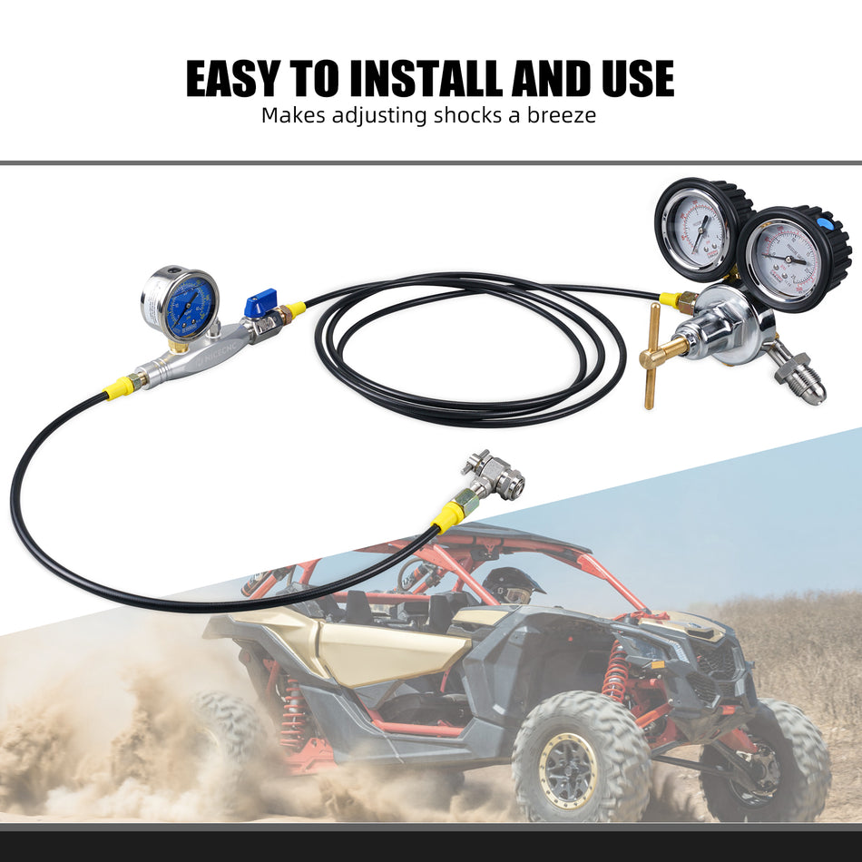 NICECNC Motorcycle Powersports Nitrogen Shock Fill Tool with 2" 600psi gauge