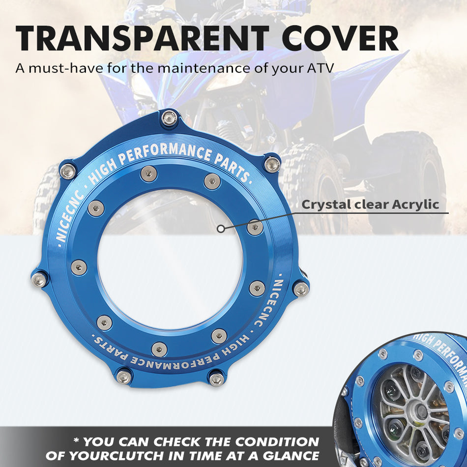 NICECNC Clutch Cover for Yamaha YFZ450 450R, Billet Aluminum CNC Machined