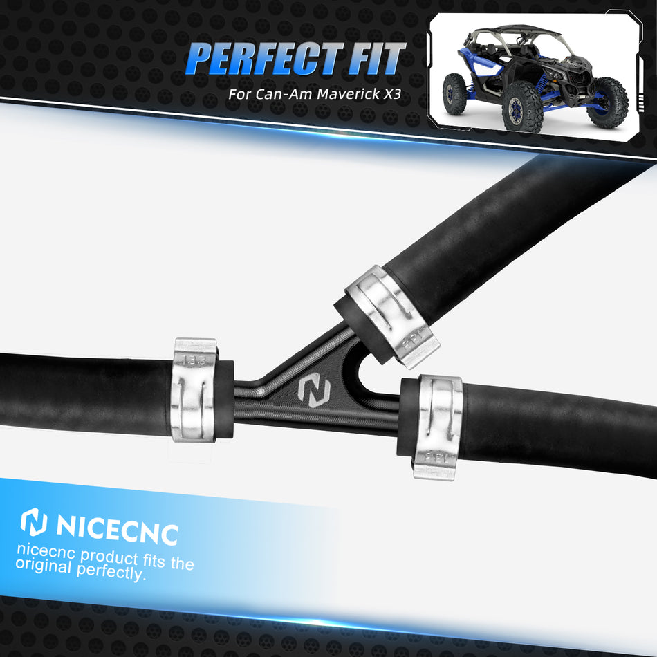 NiceCNC Y Fitting with Hose Clamps For Can-Am Maverick X3 R Max 4x4 Turbo DPS