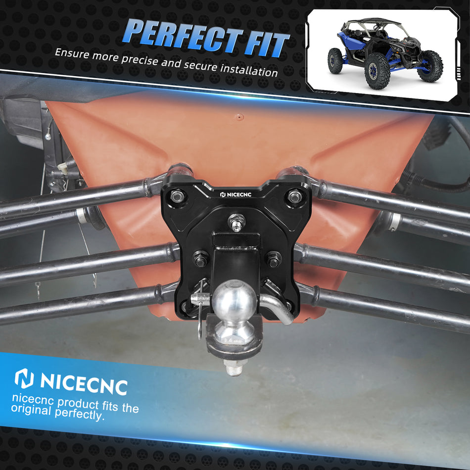 NiceCNC Radius Rod Plate with Steel 2 Inch Hitch Receiver For Can-Am Maverick X3 Max R 4x4 Turbo DPS