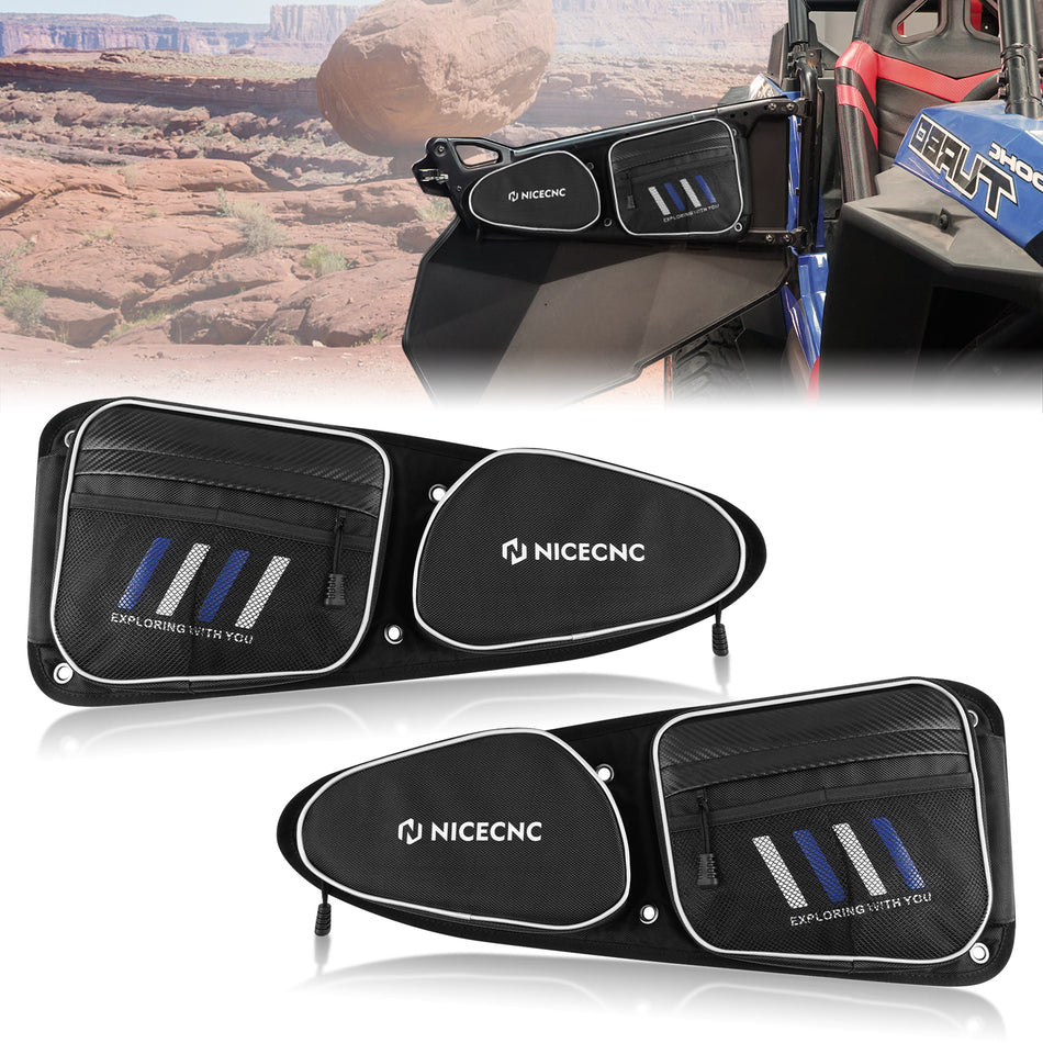 NiceCNC UTV Front Door Storage Bags+Knee Pad for Polaris RZR XP 1000 900 Turbo S 2014-2020 2021 2022 2023 2024